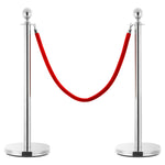 3 Piece VIP Queue Barrier Set Stainless Steel Silver 145731