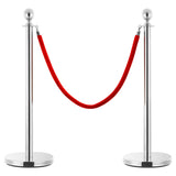 3 Piece VIP Queue Barrier Set Stainless Steel Silver 145731