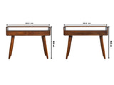 Solid Wood Curved Chestnut Console Table, 2 Drawers, 1 Open Slot, Dark Brown B2743P403023