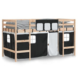 Kids' Loft Bed with Curtains without Mattress White&Black 80x200cm 3206955