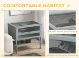 Wooden Hamster Cage 3 Tier House w/ Storage Shelf, Openable Top for Gerbils, Grey T3398P350015