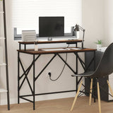 Desk with Shelf Brown Oak 100 x 50 x 86.5 cm Engineered Wood 859399