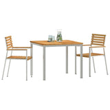Garden Dining Set 3 pcs Solid Teak Wood and Stainless Steel 3334781
