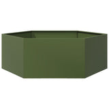 ZNTS Garden Planter Olive Green Hexagon 138x120x45 cm Steel 851139