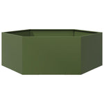 ZNTS Garden Planter Olive Green Hexagon 138x120x45 cm Steel 851139