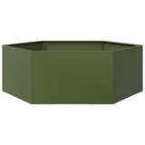 Garden Planter Olive Green Hexagon 138x120x45 cm Steel 851139