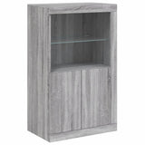 Side Cabinet with LED Lights Grey Sonoma Engineered Wood 836628
