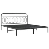 Metal Bed Frame without Mattress with Headboard Black 193x203cm 377123