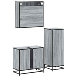 ZNTS 3 Piece Bathroom Furniture Set Grey Sonoma Engineered Wood 3301038