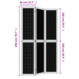 Room Divider 3 Panels Brown Solid Wood Paulownia 358815