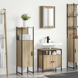Bathroom Furniture Set with Shelf 3 pcs Brown Engineered wood 3345148