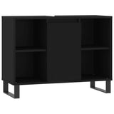 ZNTS 3 Piece Bathroom Furniture Set Black Engineered Wood 3190308