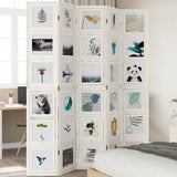 Room Divider 5 Panels White Solid Wood Paulownia 358696