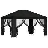 Gazebo with Sidewalls 4 x 3 m Black Polyester and Steel 190 gsm 900394