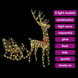 Reindeer Pull Sleigh 200 LEDs Warm white 70 x 26 x 129 cm PET 42019080