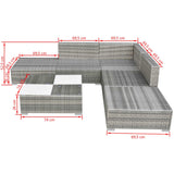 Patio Furniture Grey Powder-coated steel, PE rattan, glass, polyester 42745