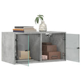 Wall Cabinet with Glass Doors Concrete Grey 68.5x37x35 cm 836503
