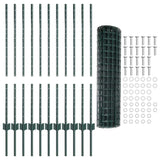 Fence with Posts Green 1 x 25 m Steel 3336017