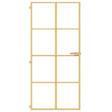 Interior Door Slim Golden 93x201.5 cm Tempered Glass and Aluminium 155142
