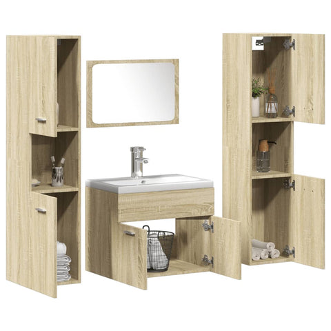 ZNTS 5 Piece Bathroom Furniture Set Sonoma Oak Engineered Wood 3325011