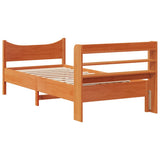 Bed Frame with Headboard Wax Brown 75x190 cm Small Single Solid Wood Pine 3307070