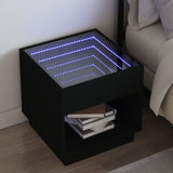 ZNTS Bedside Table with Infinity LED Black 50x50x50 cm 3284085