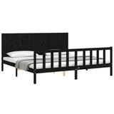 Bed Frame without Mattress Black 200x200 cm Solid Wood Pine 3192645