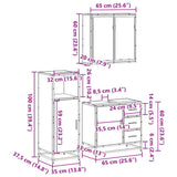 3 Piece Bathroom Furniture Set Smoked Oak Engineered Wood 3300957