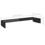 ZNTS TV Stand/Monitor Riser Glass Black 110x30x13 cm 244140