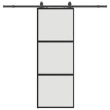 Sliding Door with Hardware Set Black 76x205 cm Tempered Glass 3375954