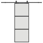 Sliding Door with Hardware Set Black 76x205 cm Tempered Glass 3375954