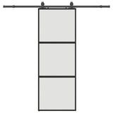 Sliding Door with Hardware Set Black 76x205 cm Tempered Glass 3375954