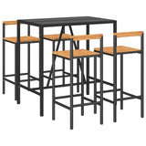 5 Piece Garden Bar Set Black Poly Rattan& Solid Wood Acacia 3187692