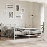 Metal Bed Frame without Mattress with Footboard White 193x203cm 376397
