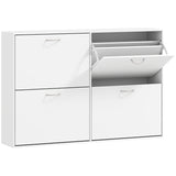 Wooden Modern Design 4 Drawer Shoes Cabinet Pull Down Shelf Storage Organiser - White T3398P378004