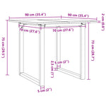 ZNTS Dining Table O-Frame 90x90x75 cm Solid Wood Pine and Steel 3282674