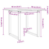 ZNTS Dining Table O-Frame 90x90x75 cm Solid Wood Pine and Steel 3282674