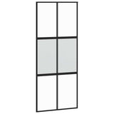 Sliding Door Black 90x205 cm Tempered Glass and Aluminium 155211