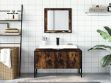 2 Piece Bathroom Cabinet Set Smoked Oak Engineered Wood 3214341