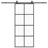 Sliding Door with Hardware Set Black 90x205 cm ESG Glass 3375944