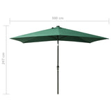 Garden Parasol with LEDs and Steel Pole Green 2x3 m 313786