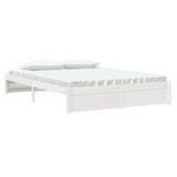 Bed Frame without Mattress White Solid Wood 150x200 cm King Size King Size 814955