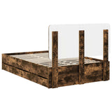 Bed Frame with Drawer Smoked Oak 135 x 190 cm Engineer Wood 3412606