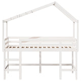 ZNTS Loft Bed with Ladder and Roof without Mattress White 90x190 cm Single 3282075