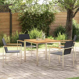 Garden Dining Set 5 pcs Solid Teak Wood and Stainless Steel 3334830