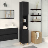 Bathroom Cabinet Black Oak 30 x 30 x 190 cm Engineered Wood 862805