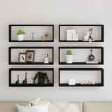 Wall Shelves 6 pcs Black Oak 60 x 15 x 23 cm Engineered Wood 862647
