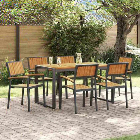 Garden Dining Set 7 pcs Black and brown 3284384