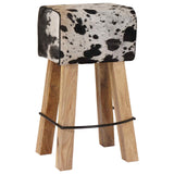 Bar Stool 2 pcs Black and White 44 x 33 x 74 cm Real Leather 42042127