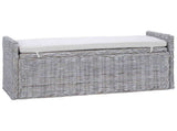 Storage Bench with Cushion White Wash 110 x 40 x 50 cm Rattan 42011574